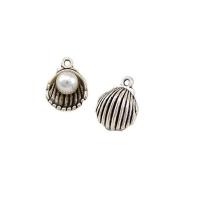 Zinc Alloy Pendants with Plastic Pearl Shell plated DIY nickel lead & cadmium free Sold By Bag