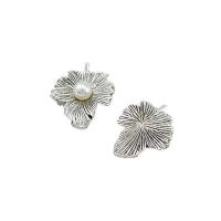 Tibetan Style Leaf Pendants, with Plastic Pearl, Maple Leaf, plated, DIY, more colors for choice, nickel, lead & cadmium free, 22x20x1.20mm, 20PCs/Bag, Sold By Bag
