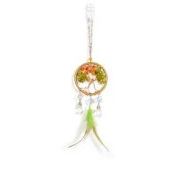Fashion Dream Catcher Brass with Natural Gravel & leather cord & Crystal & Iron handmade for home and office mixed colors 330mm Sold By PC