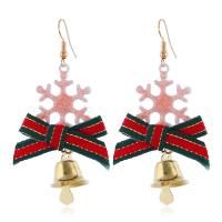 Zinklegierung Ohrringe, mit Stoff & Harz, goldfarben plattiert, Weihnachts-Design & für Frau, keine, 35x66mm, verkauft von Paar