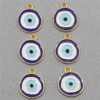 Stainless Steel Pendants 304 Stainless Steel Round gold color plated DIY & enamel blue Sold By PC