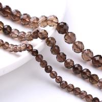 Natürlicher Quarz Perlen Schmuck, Rauchquarz, rund, DIY & verschiedene Größen vorhanden, schwarz, verkauft von Strang