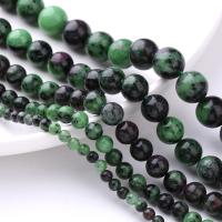 Gemstone Jewelry Beads Ruby in Zoisite Round DIY green Sold By Strand