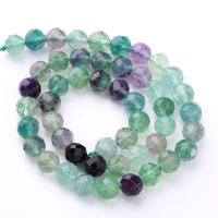 Natural Fluorite Beads Round DIY multi-colored Sold By Strand