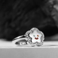 Ring Finger mosiądz, Kwiat, Powlekane, biżuteria moda & dla kobiety, bez zawartości niklu, ołowiu i kadmu, High:1.1cm, sprzedane przez PC