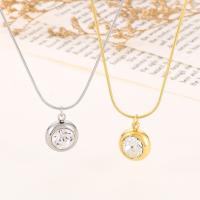 Stainless Steel Jewelry Necklace, 304 Stainless Steel, Round, plated, fashion jewelry & for woman & with rhinestone, more colors for choice, nickel, lead & cadmium free, Sold By PC