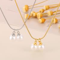 Titanstahl Halskette, mit Kunststoff Perlen, plattiert, Modeschmuck & verschiedene Stile für Wahl & für Frau, keine, frei von Nickel, Blei & Kadmium, Länge:ca. 45 cm, verkauft von PC