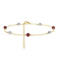 Fashion Sterling Silver Anklet 925 Sterling Silver with Garnet with 5CM extender chain plated for woman golden Length Approx 22 cm Sold By PC