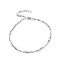 Fashion Sterling Silver Anklet, 925 Sterling Silver, with 5CM extender chain, plated, for woman, platinum color, Length:Approx 21 cm, Sold By PC