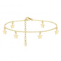 Fashion Sterling Silver Anklet, 925 Sterling Silver, with 5CM extender chain, Star, plated, for woman, more colors for choice, Length:Approx 21 cm, Sold By PC