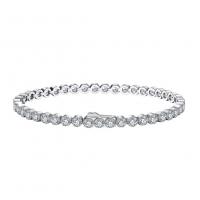 925 Sterling Silver Bangle Bracelet plated & micro pave cubic zirconia & for woman silver color Sold By PC