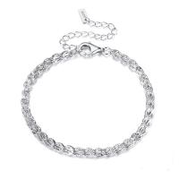925 Sterling Silver Bangle Bracelet, with 5CM extender chain, plated, for woman, silver color, Sold By PC