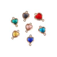 Mässing smycken Connector, med Glas, Hjärta, guldfärg pläterade, DIY & olika storlek för val, fler färger för val, Säljs av PC