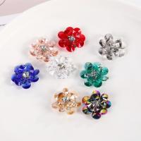 Hair Accessories DIY Findings, Acrylic, Flower, random style & with rhinestone, mixed colors, 26x26mm, Sold By PC