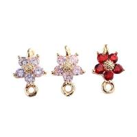 Brass Jewelry Connector Flower gold color plated random style & DIY & micro pave cubic zirconia mixed colors 8mm Sold By PC