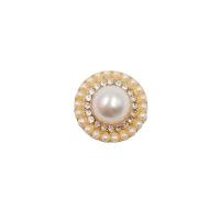 Hair Accessories DIY Findings, Tibetan Style, with Plastic Pearl, Round, gold color plated, with rhinestone, 20x20mm, Sold By PC