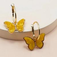 Zinc Alloy Drop Earring with Resin Butterfly gold color plated fashion jewelry & for woman Sold By Pair