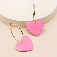 Zinc Alloy Drop Earring with Resin Heart gold color plated fashion jewelry & for woman 50mm Sold By Pair