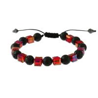 Gemstone Bracelets Lava with Knot Cord & Crystal Square Adjustable & fashion jewelry & Unisex Length Approx 16 cm Sold By PC