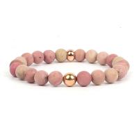 Gemstone Bracelets, Natural Stone, with Hematite, Round, plated, fashion jewelry & different materials for choice & Unisex & frosted, more colors for choice, 8mm, Length:Approx 18 cm, Sold By PC