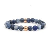 Gemstone Bracelets Natural Stone with Hematite Round plated fashion jewelry & Unisex & frosted 8mm Length Approx 18 cm Sold By PC