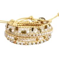 Gemstone Bracelets Natural Stone with Wax Cord & Hematite & Crystal & Zinc Alloy Round plated fashion jewelry & multilayer & Unisex mixed colors Length Approx 85 cm Sold By PC
