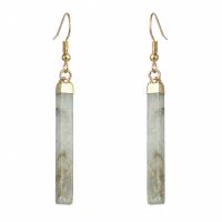 Natural Gemstone Earrings Labradorite with Brass Rectangle gold color plated fashion jewelry & for woman mixed colors Sold By Pair