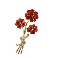 Cubic Zirconia Brooch Brass Plum Blossom real gold plated micro pave cubic zirconia & for woman & enamel nickel lead & cadmium free Sold By PC