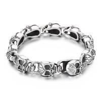 Stainless Steel Jewelry Bracelet, 316L Stainless Steel, Skull, fashion jewelry & for man, 10mm, Length:Approx 8.27 Inch, Sold By PC