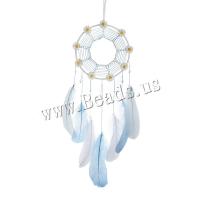 Fashion Dream Catcher Feather with leather cord & Iron handmade for home and office blue Sold By PC