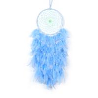 Fashion Dream Catcher Feather with leather cord & Plastic & Iron handmade for home and office blue 600mm Sold By PC