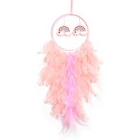Fashion Dream Catcher Feather with Cotton Thread & leather cord & Plastic & Iron handmade for home and office pink 650mm Sold By PC