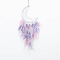 Fashion Dream Catcher Feather with leather cord & Plastic & Iron Moon handmade for home and office mixed colors 590mm Sold By PC