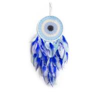 Fashion Dream Catcher, Feather, with leather cord & Plastic & Iron, handmade, for home and office & different styles for choice, blue, 600mm, Sold By PC