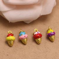 Zinc Alloy Enamel Pendants Ice Cream gold color plated DIY Sold By PC