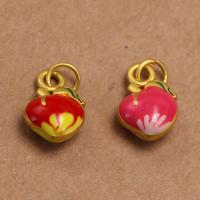 Tibetan Style Enamel Pendants, Peach, gold color plated, DIY, more colors for choice, 14x10x5.40mm, Sold By PC