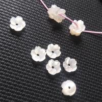 Κέλυφος Χάντρα Cap, Λουλούδι, DIY & διαφορετικό μέγεθος για την επιλογή, λευκό, Sold Με PC