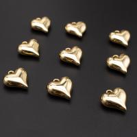 Brass Heart Riipukset, Messinki, Sydän, kullan väri kullattu, tee-se-itse, nikkeli, lyijy ja kadmium vapaa, 14.20x15.20mm, Myymät PC