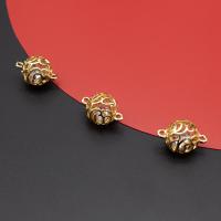 Connector Brass Κοσμήματα, Ορείχαλκος, με Cubic Zirconia, χρώμα επίχρυσο, DIY, νικέλιο, μόλυβδο και κάδμιο ελεύθεροι, 15.50x10mm, Sold Με PC