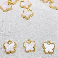 Zinc Alloy Animal Pendants with Acrylic Butterfly gold color plated DIY white Sold By PC