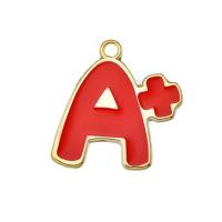 Zinc Alloy Enamel Pendants Letter A plated DIY red nickel lead & cadmium free Sold By Bag