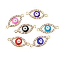 Evil Eye Connector, Tibetan Style, plated, DIY & enamel & with rhinestone, more colors for choice, nickel, lead & cadmium free, 22x10mm, 20PCs/Bag, Sold By Bag
