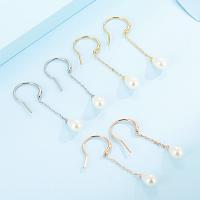 Titanium Steel  Earring with Plastic Pearl plated fashion jewelry & for woman nickel lead & cadmium free 40mm Sold By Pair