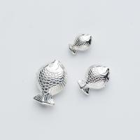 925 Sterling Silver Beads, Fish, plated, DIY & different size for choice, platinum color, Sold By PC