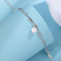 925 Sterling Silver Bangle Bracelet, with Shell Pearl, fashion jewelry & for woman, nickel, lead & cadmium free, Sold By PC