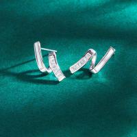 Cubic Zirconia micro pavimenta Sterling Silver Earring, 925 sterline d'argento, gioielli di moda & Micro spianare cubic zirconia & per la donna, assenza di nichel,piombo&cadmio, Stud size:17x2mm, Venduto da coppia