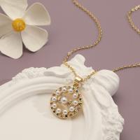Brass Necklace Cubic Zirconia with Brass fashion jewelry & for woman nickel lead & cadmium free Length 45 cm Sold By PC
