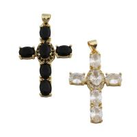 Cubic Zirconia Micro Pave Brass Pendant, Cross, gold color plated, fashion jewelry & Unisex & micro pave cubic zirconia, more colors for choice, nickel, lead & cadmium free, 34.50x22.50mm, Hole:Approx 3mm, Sold By PC