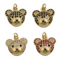 Cubic Zirconia Micro Pave Brass Pendant, Bear, gold color plated, fashion jewelry & Unisex & micro pave cubic zirconia, more colors for choice, nickel, lead & cadmium free, 14.50x14.50mm, Hole:Approx 3mm, Sold By PC