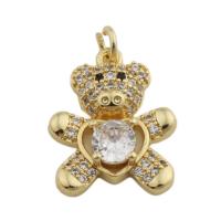 Cubic Zirconia Micro Pave Brass Pendant Bear gold color plated fashion jewelry & Unisex & micro pave cubic zirconia golden nickel lead & cadmium free Approx 3mm Sold By PC